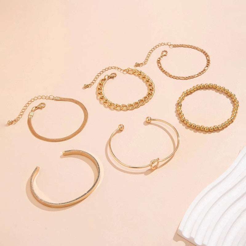 Gold Plated Set Of 6 Charm Bracelet for Women And Girls - MySmartBazaar