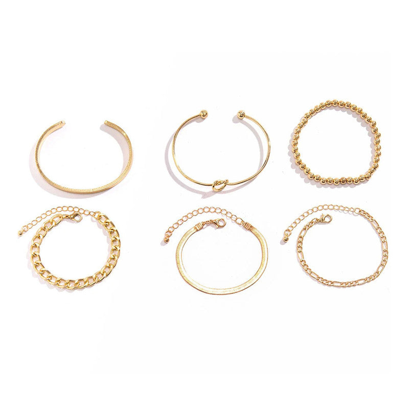 Gold Plated Set Of 6 Charm Bracelet for Women And Girls - MySmartBazaar