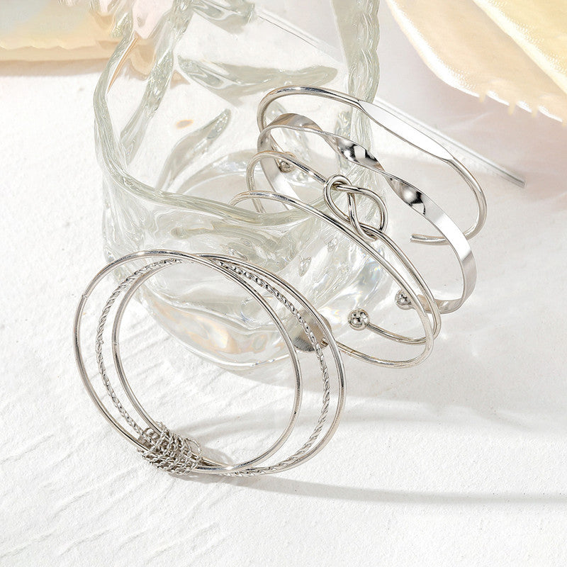 Silver Plated Set Of 5 Charm Bracelet for Women And Girls - MySmartBazaar