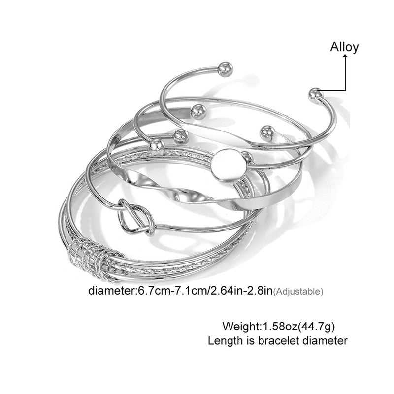 Silver Plated Set Of 5 Charm Bracelet for Women And Girls - MySmartBazaar