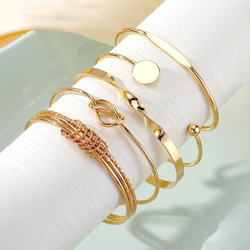 Gold Plated Set Of 5 Charm Bracelet for Women And Girls - MySmartBazaar