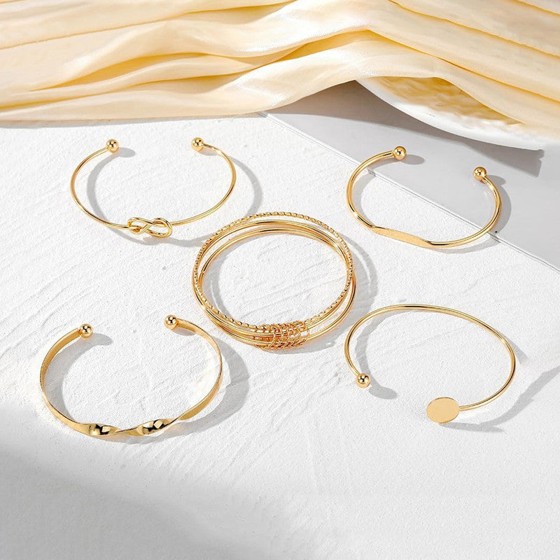Gold Plated Set Of 5 Charm Bracelet for Women And Girls - MySmartBazaar