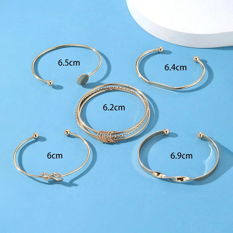 Gold Plated Set Of 5 Charm Bracelet for Women And Girls - MySmartBazaar