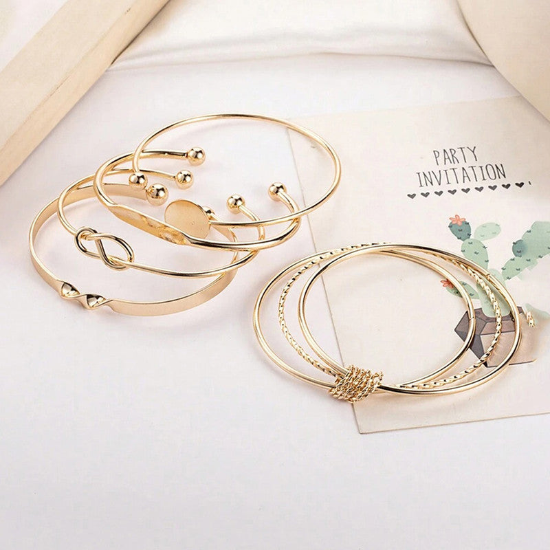 Gold Plated Set Of 5 Charm Bracelet for Women And Girls - MySmartBazaar