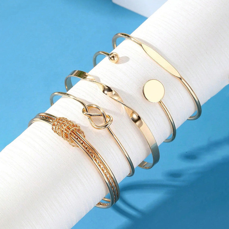 Gold Plated Set Of 5 Charm Bracelet for Women And Girls - MySmartBazaar