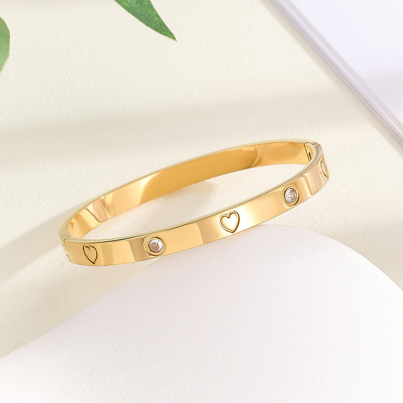 Stainless Steel Astonishing Gold Plated Love AD Anti-Tarnish Bracelet For Women - MySmartBazaar