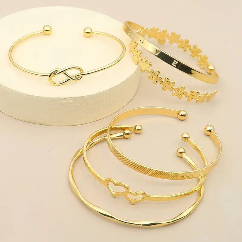 Gold Plated Set Of 6 Charm Bracelet for Women And Girls - MySmartBazaar