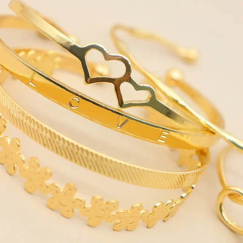 Gold Plated Set Of 6 Charm Bracelet for Women And Girls - MySmartBazaar