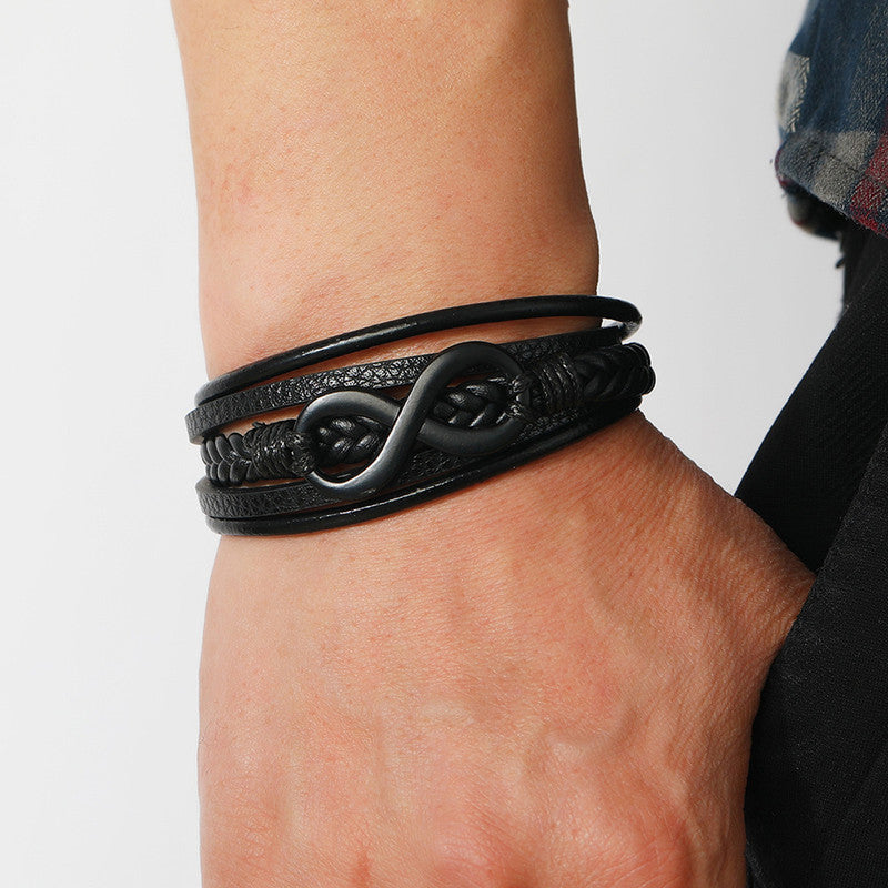 Trending Leather Multi Layered Bracelet For Boys And Men (1 Pack 1 Bracelet)