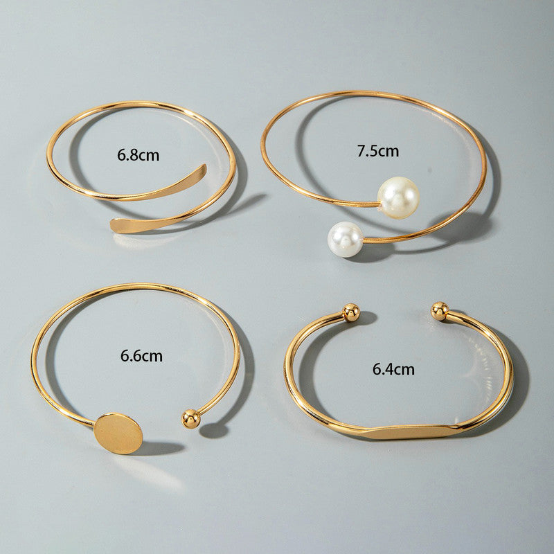 Gold Plated Multi Theme Love Cuff Bracelets (Pack of 4)
