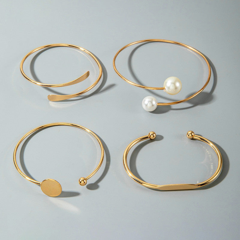 Gold Plated Multi Theme Love Cuff Bracelets (Pack of 4)