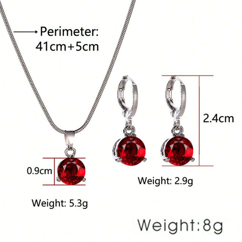 Silver Plated CZ Stone-Studded Colorful Anti Tarnish Pendant Set