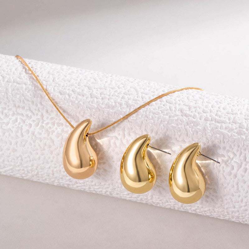 Gold Plated Glossy Chunky Dome Drop Jewellery Set - MySmartBazaar
