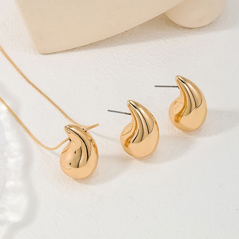 Gold Plated Glossy Chunky Dome Drop Jewellery Set - MySmartBazaar