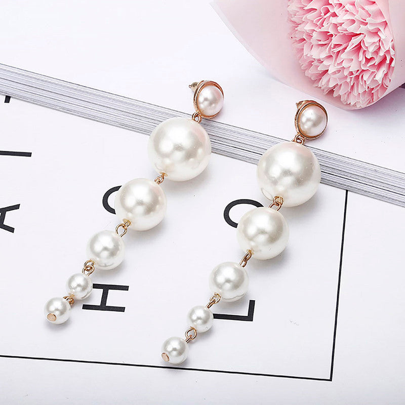 Scintillating Chunky Statement Pearl Drop Earrings For Women and Girls - MySmartBazaar