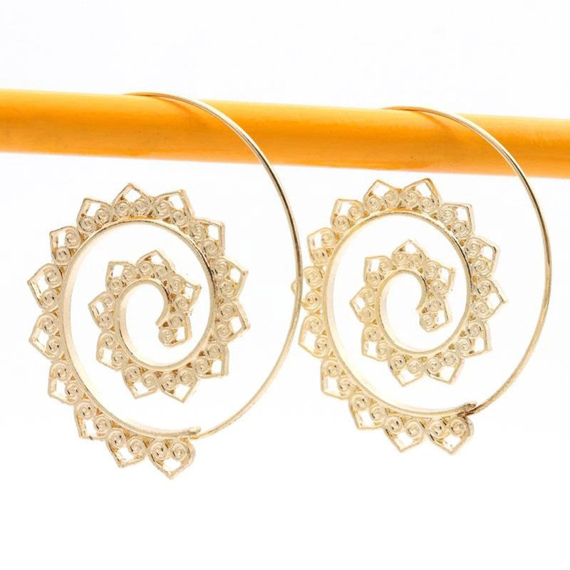 Spiral Gold Plated Circular Hoop Earrings - MySmartBazaar