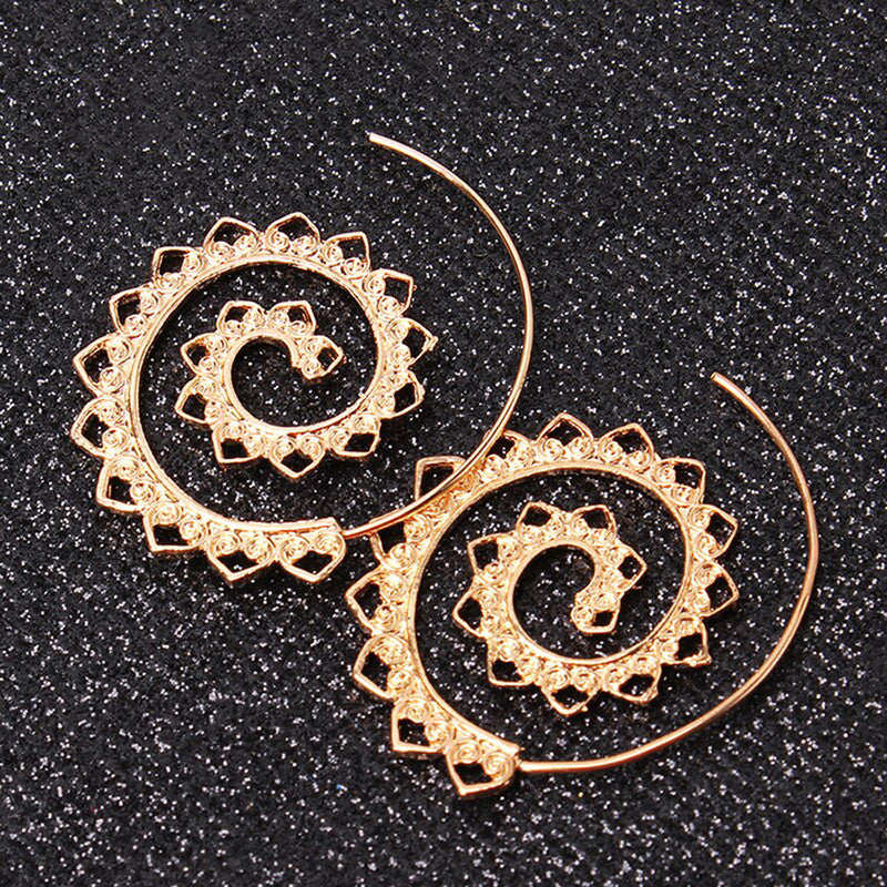 Spiral Gold Plated Circular Hoop Earrings - MySmartBazaar