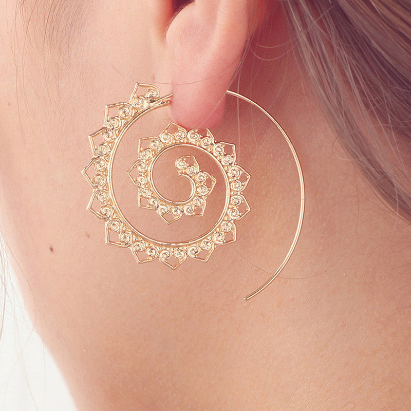 Spiral Gold Plated Circular Hoop Earrings - MySmartBazaar