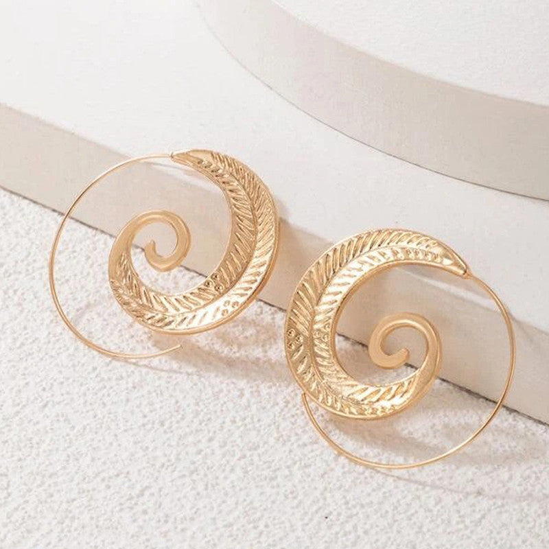 Spiral Gold Plated Circular Hoop Earrings - MySmartBazaar
