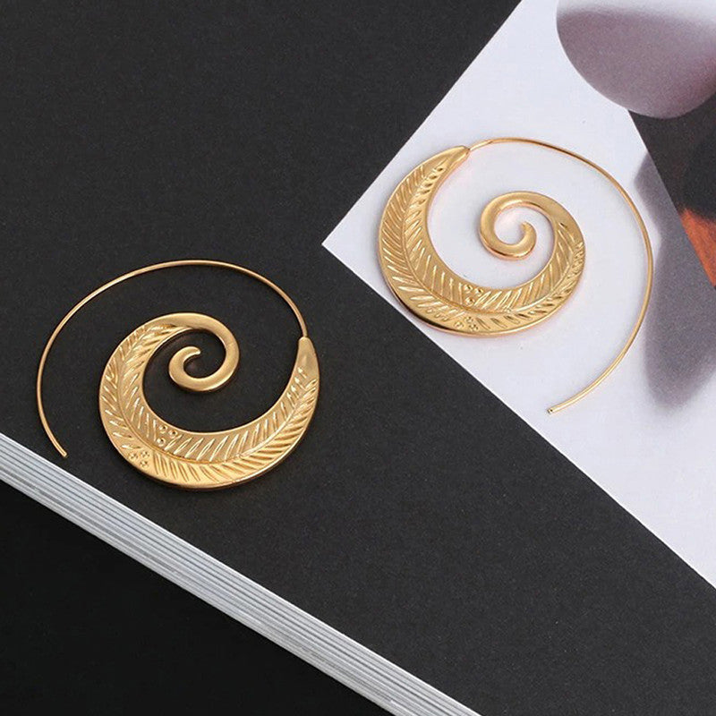 Spiral Gold Plated Circular Hoop Earrings - MySmartBazaar