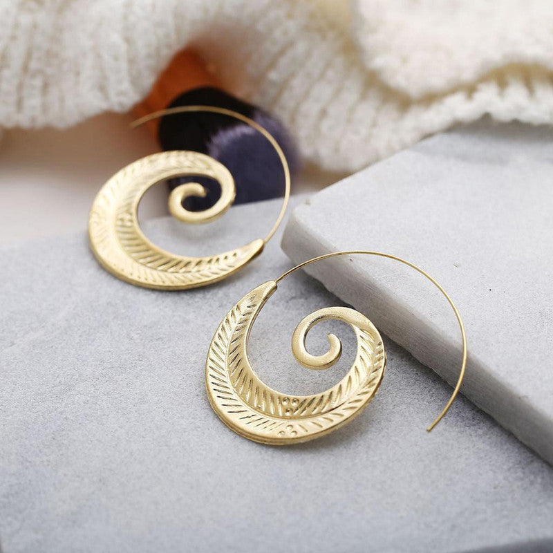 Spiral Gold Plated Circular Hoop Earrings - MySmartBazaar