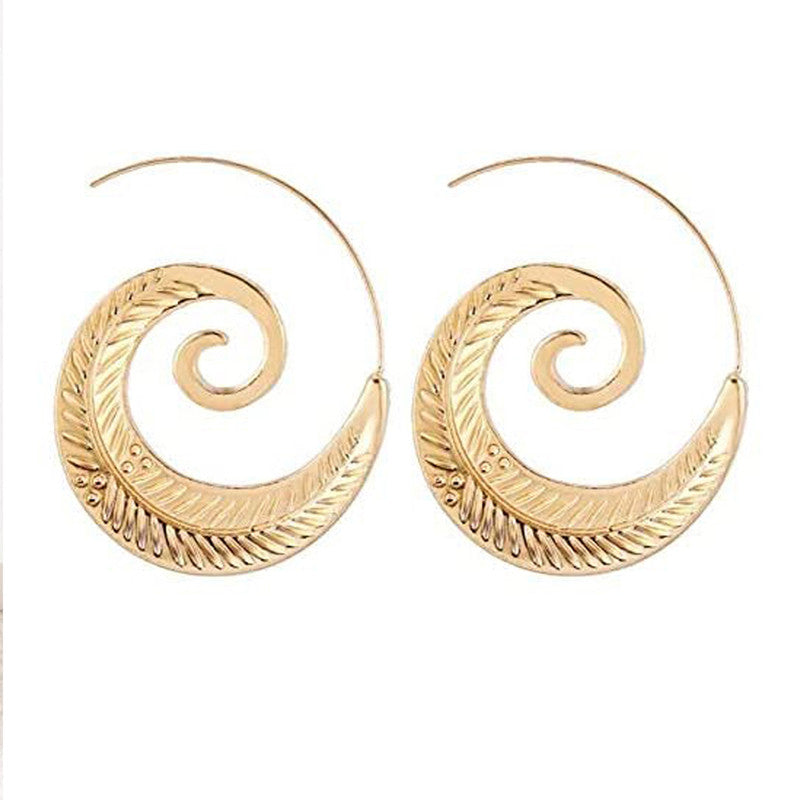 Spiral Gold Plated Circular Hoop Earrings - MySmartBazaar