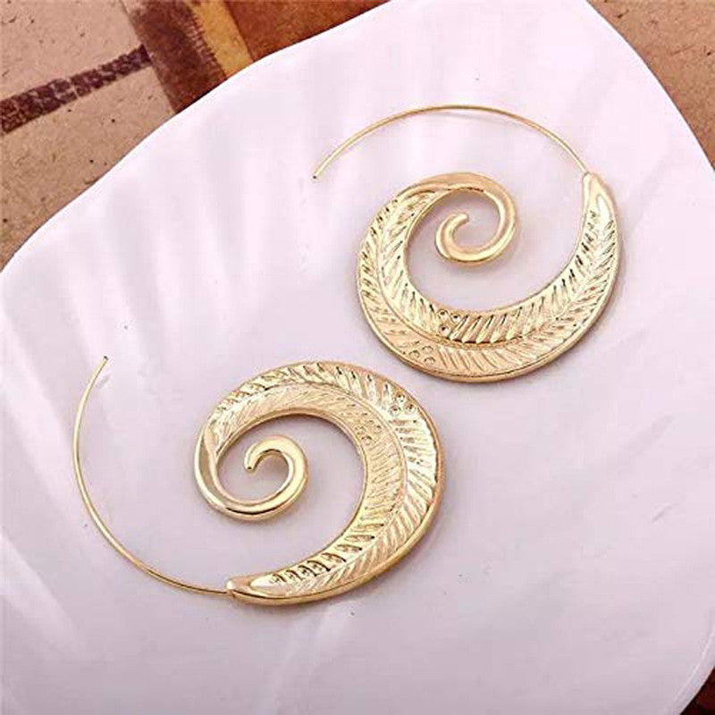 Spiral Gold Plated Circular Hoop Earrings - MySmartBazaar