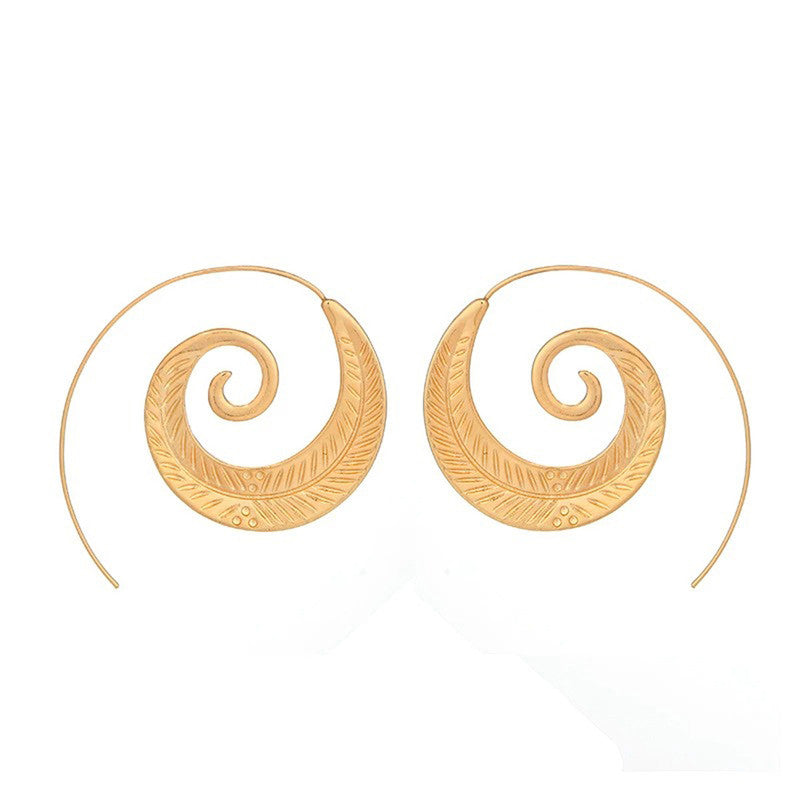 Spiral Gold Plated Circular Hoop Earrings - MySmartBazaar