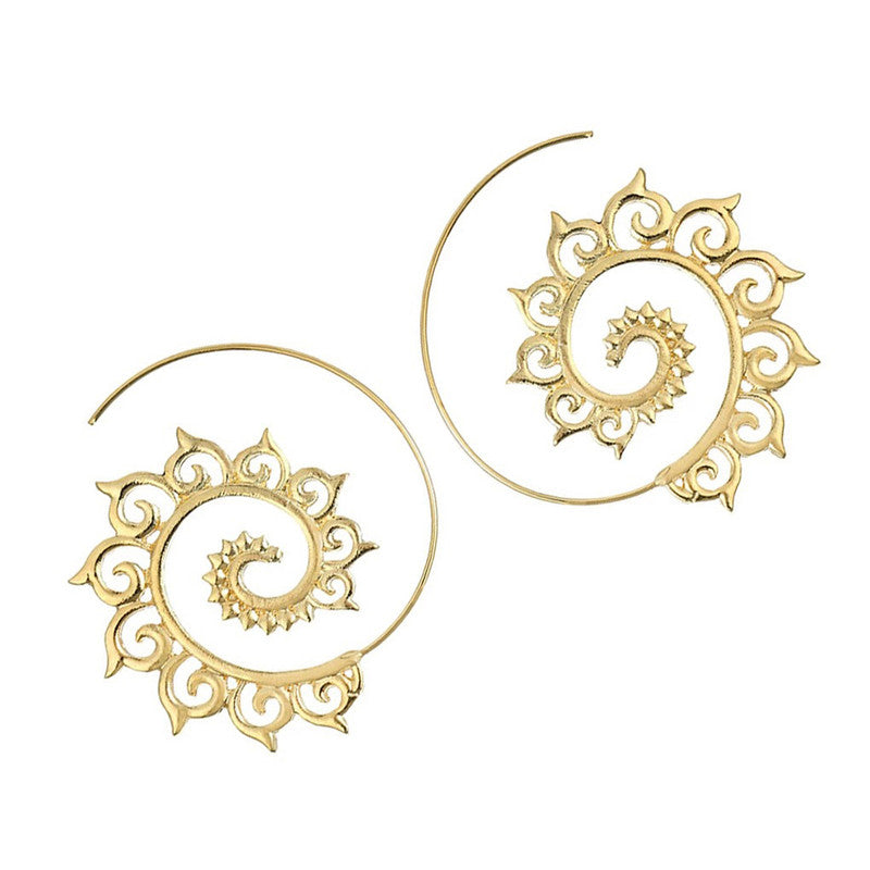 Spiral Gold Plated Circular Hoop Earrings - MySmartBazaar