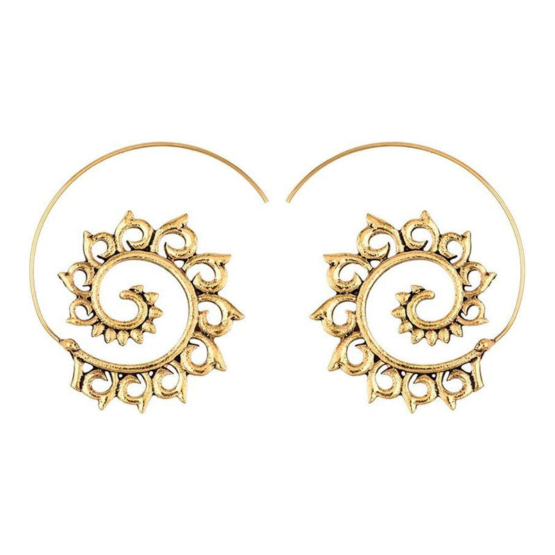Spiral Gold Plated Circular Hoop Earrings - MySmartBazaar