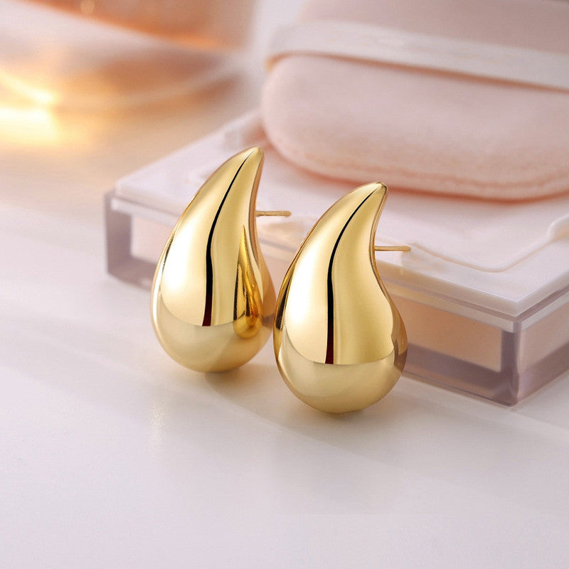 Gold Plated Glossy Chunky Dome Drop Earrings - MySmartBazaar