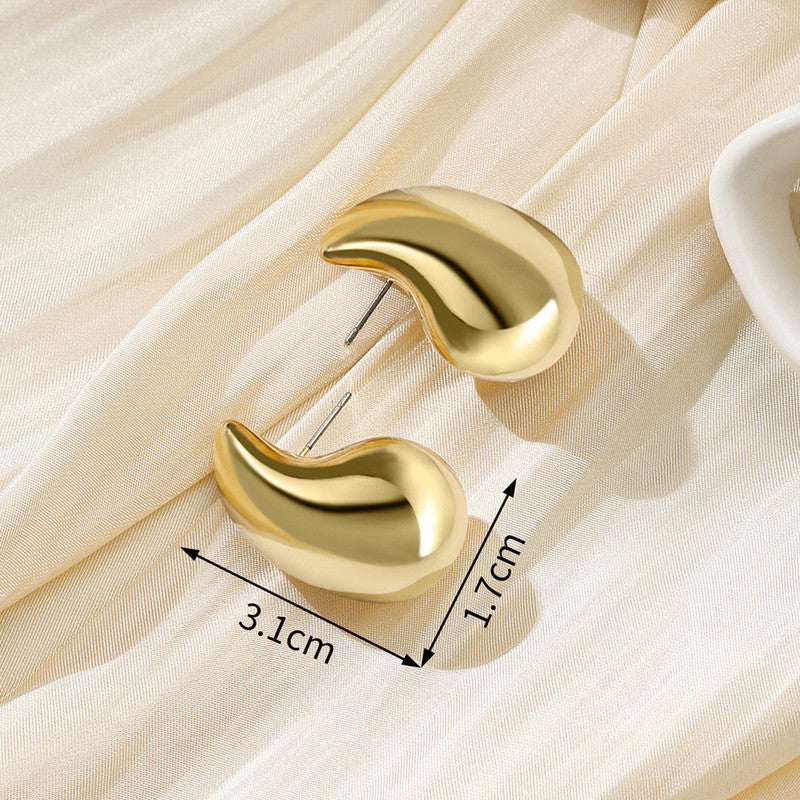 Gold Plated Glossy Chunky Dome Drop Earrings - MySmartBazaar