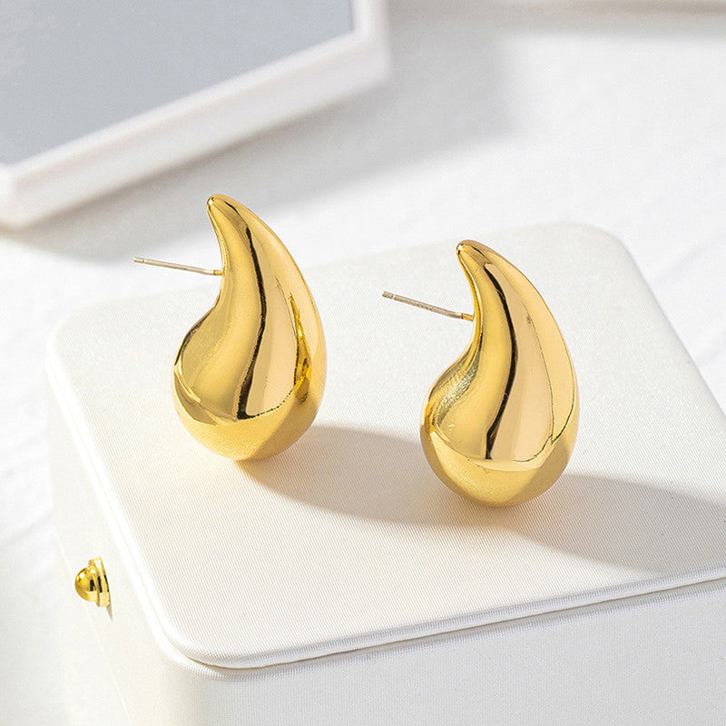 Gold Plated Glossy Chunky Dome Drop Earrings - MySmartBazaar