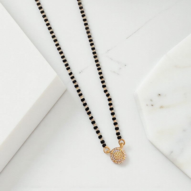 Gold Plated Round Shaped Mangalsutra with Chain for Women