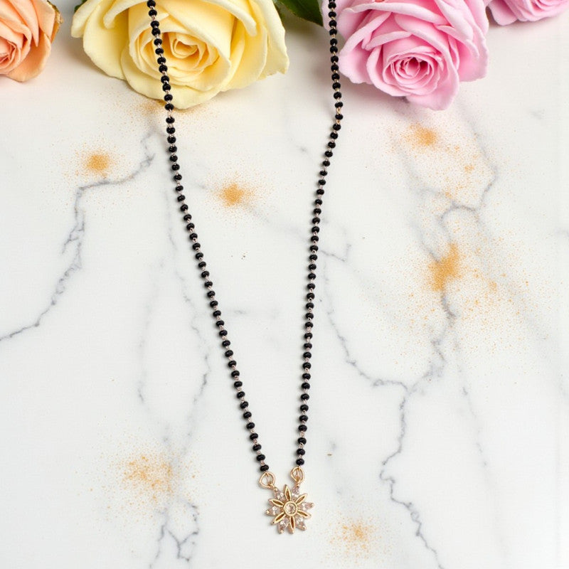 Gold Plated Round Shaped Floral Mangalsutra with Chain for Women