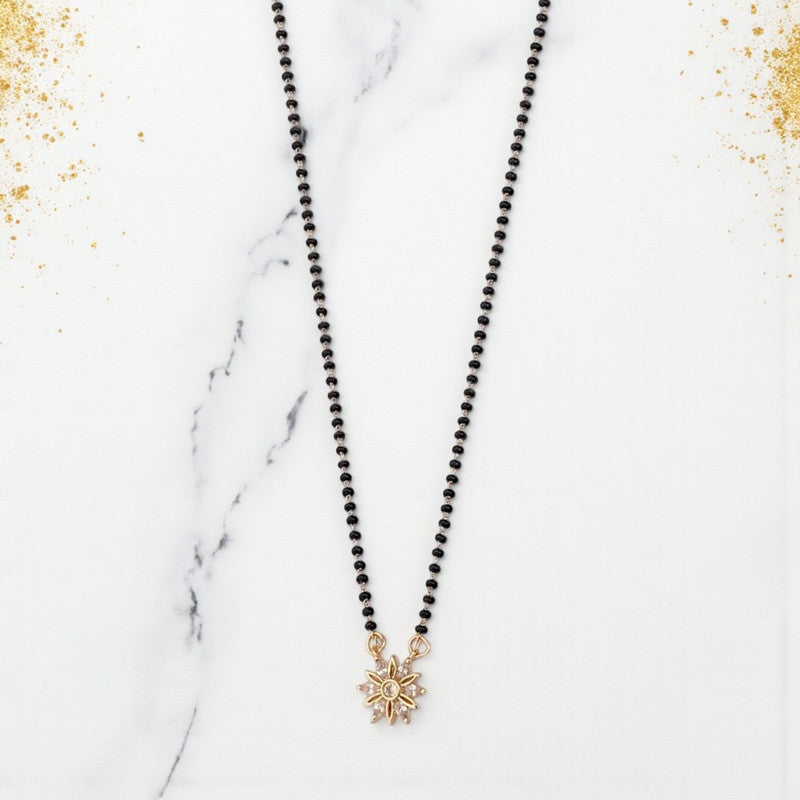 Gold Plated Round Shaped Floral Mangalsutra with Chain for Women