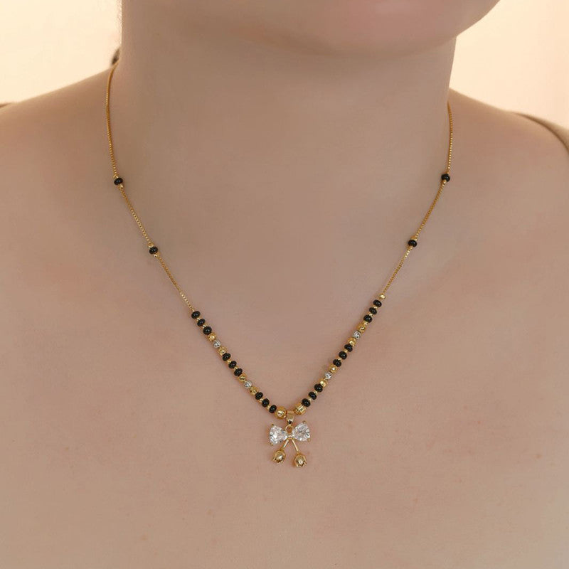 Gold Plated Bow Shaped Mangalsutra with Chain for Women