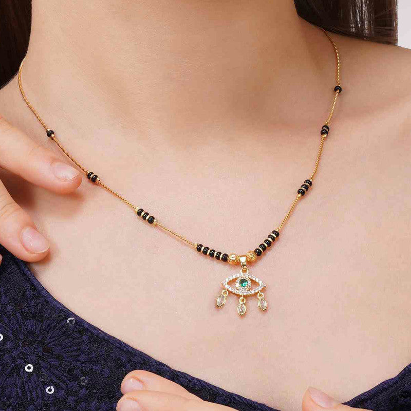 Gold Plated Evil Eye Shaped Mangalsutra with Chain for Women
