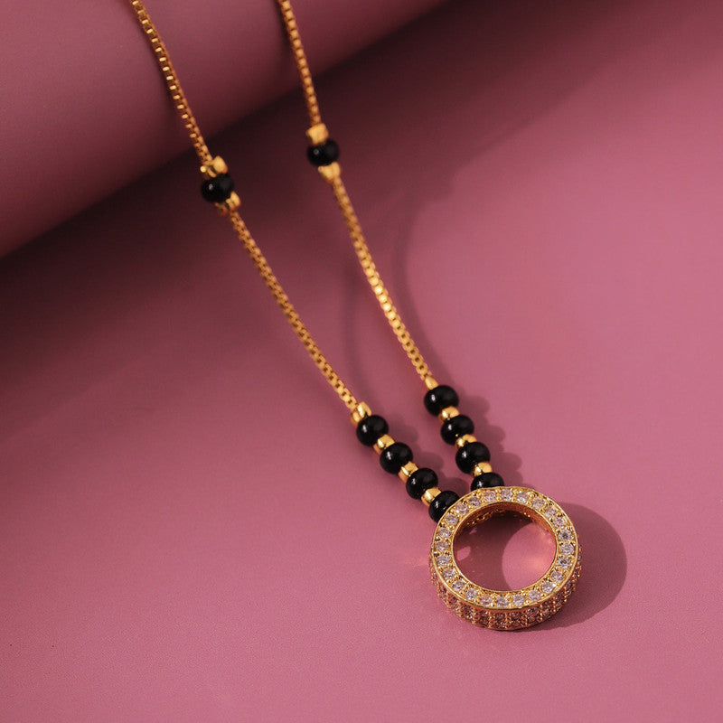 Gold Plated Round Shaped Mangalsutra with Chain for Women