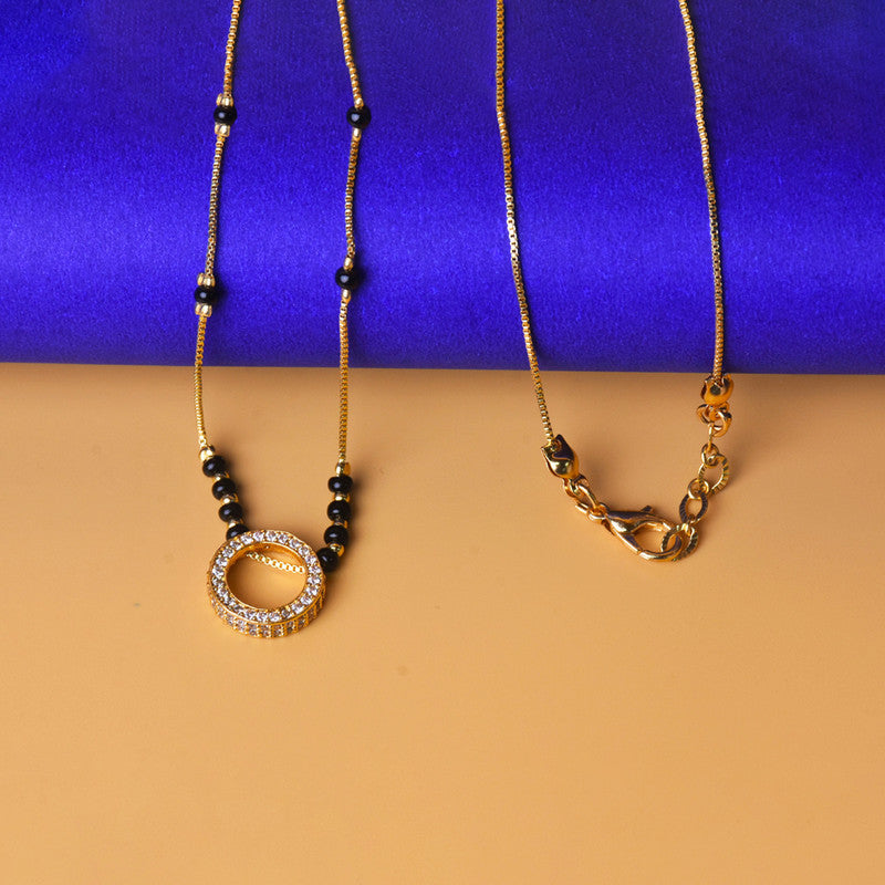 Gold Plated Round Shaped Mangalsutra with Chain for Women