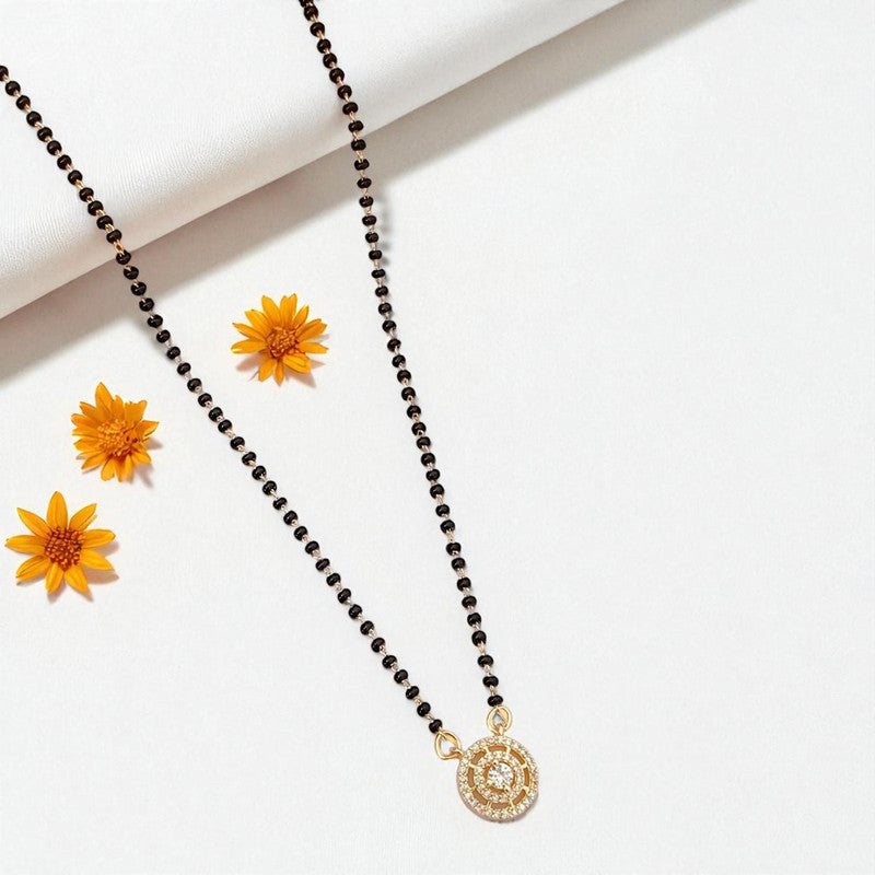 Gold Plated Round Shaped Mangalsutra with Chain for Women