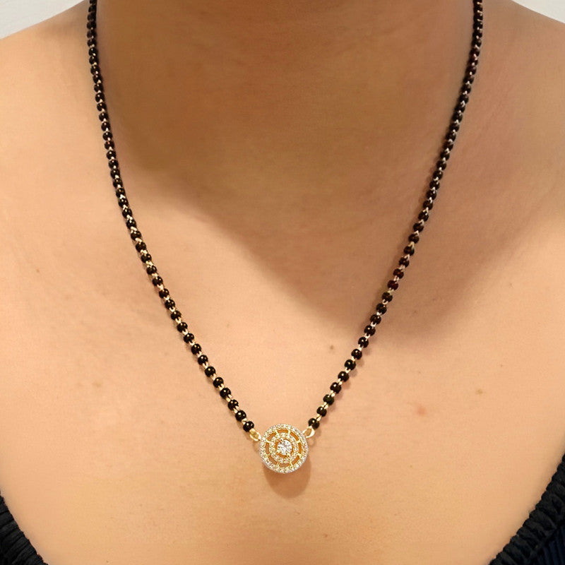 Gold Plated Round Shaped Mangalsutra with Chain for Women