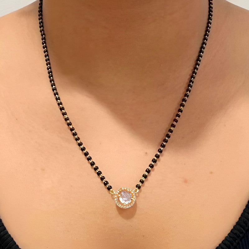 Gold Plated Round Shaped Mangalsutra with Chain for Women