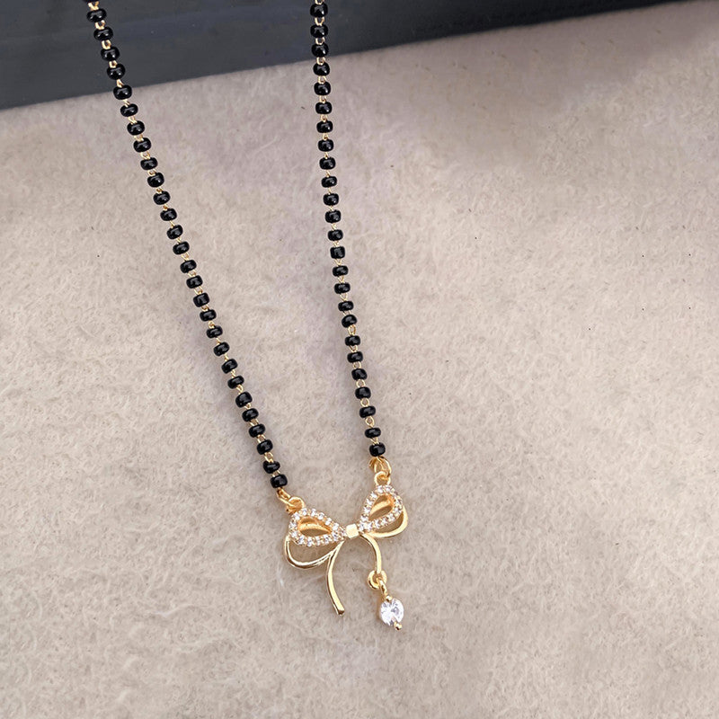 Gold Plated Bow Shaped Mangalsutra with Chain for Women