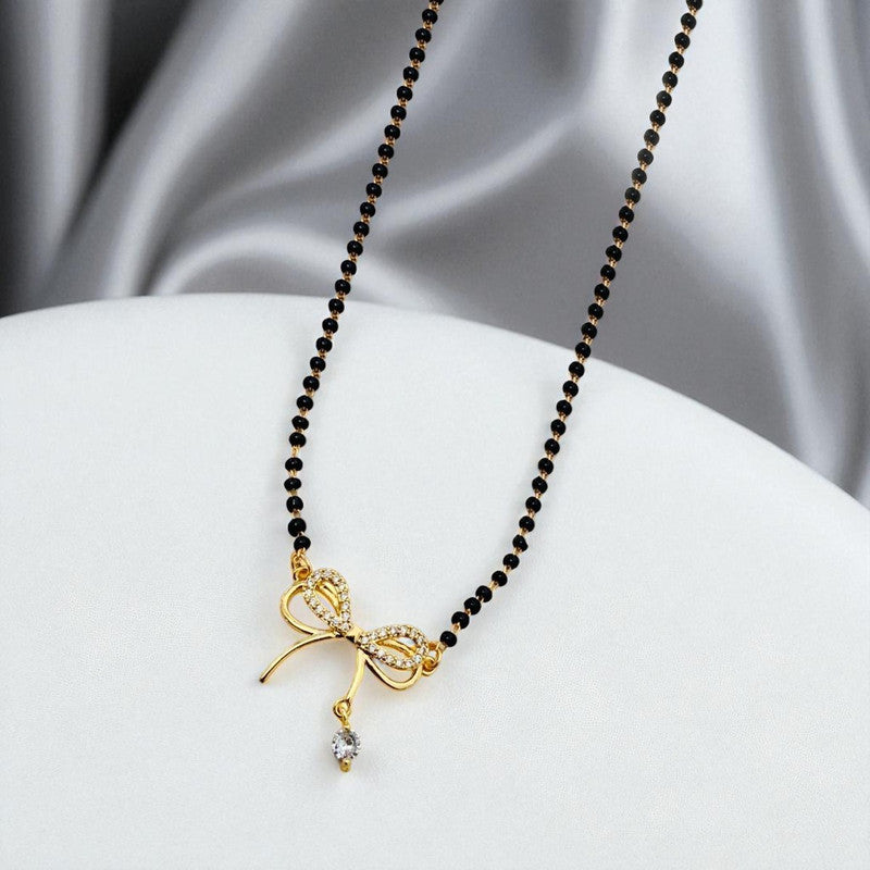 Gold Plated Bow Shaped Mangalsutra with Chain for Women