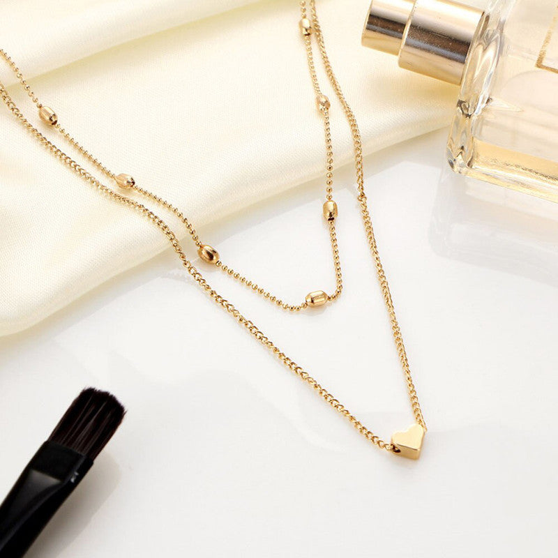 Elegant Heart Inspired Double Layered Fascinating Necklace For Women - MySmartBazaar