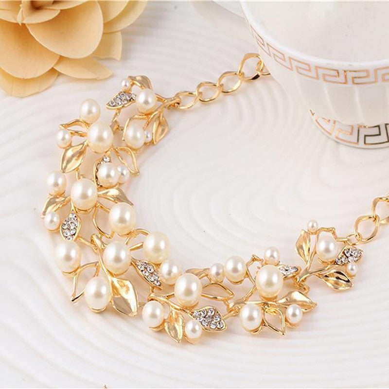 Adorable AD & Pearl Studded Mesmerizing Necklace Set with Bracelet for Women and Girls - MySmartBazaar