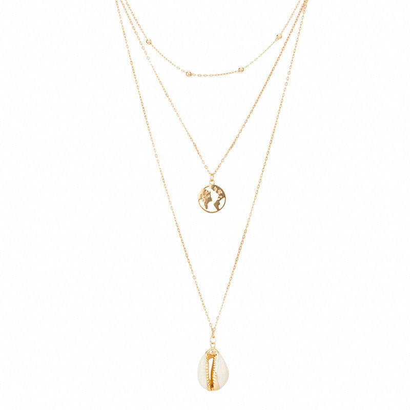 Shell Multi Designs Gold Plated Sparkling Chain Necklace For Women - MySmartBazaar