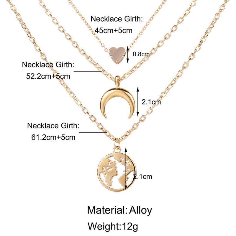 Gold Plated Trending Globe inspired Layered Necklace For Women - MySmartBazaar