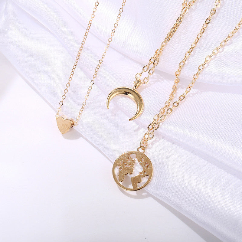 Gold Plated Trending Globe inspired Layered Necklace For Women - MySmartBazaar